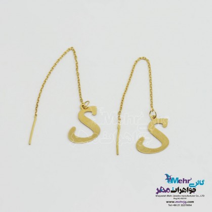 Gold Earrings - Design of Latin Letters-SE0542
